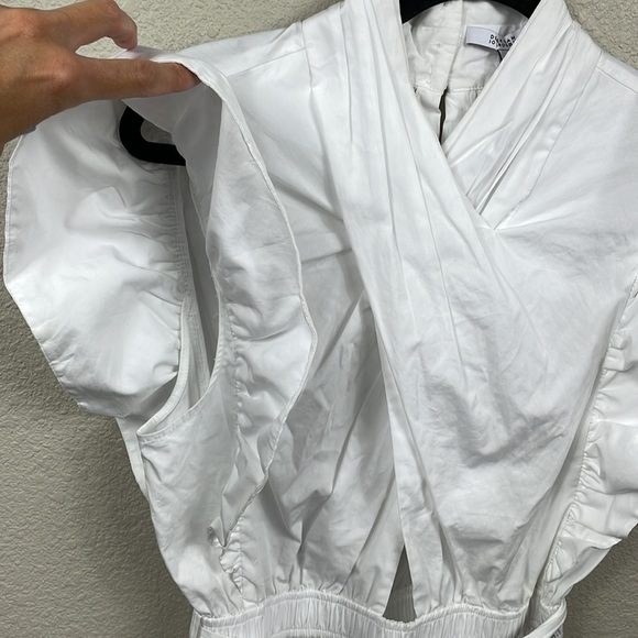 Derek Lam 10 Crosby Finn Ruffled Wrap Mini Dress Cotton Poplin White Sz 8 - Picture 5 of 16